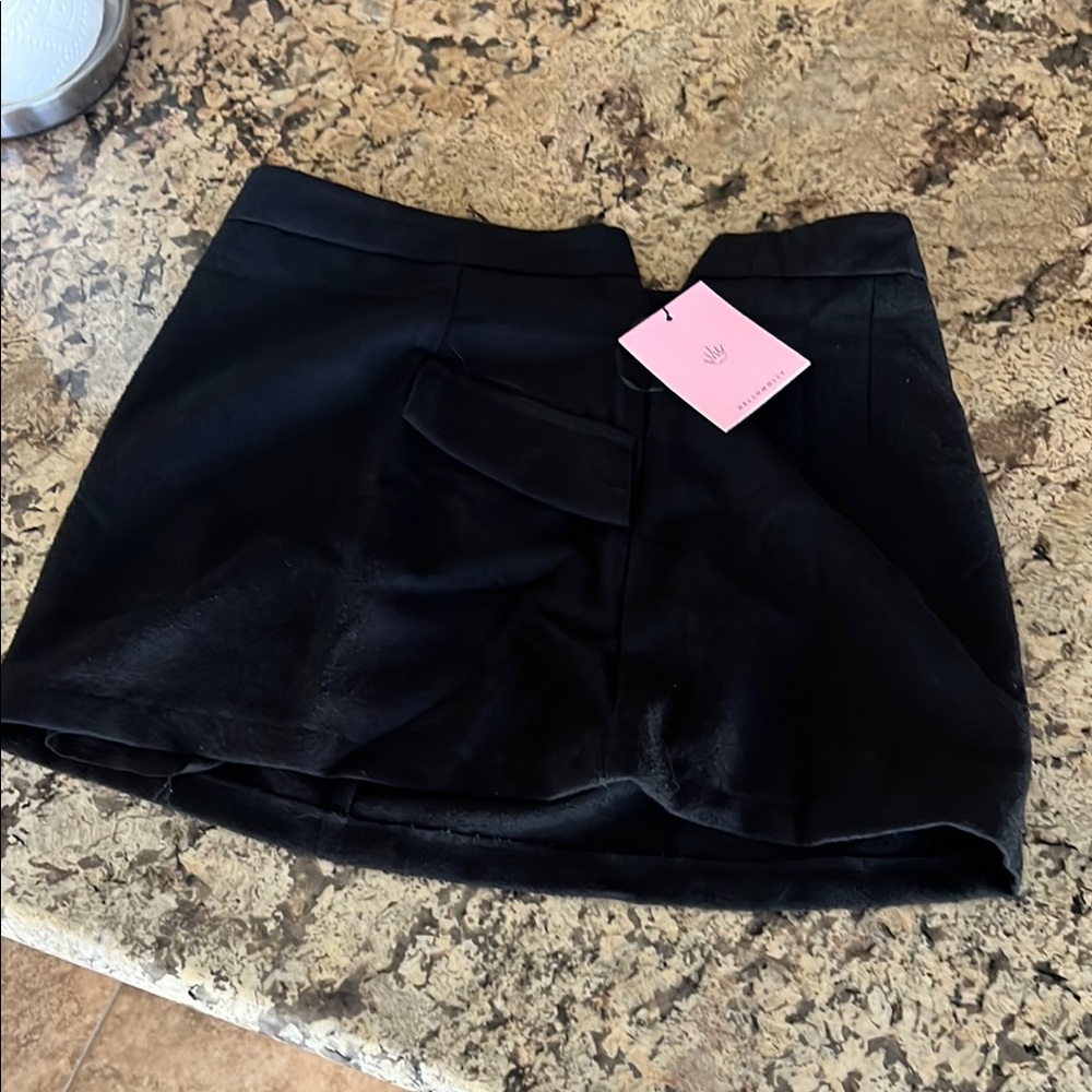 Hello Molly Black Asymmetrical Wrap Mini Skirt